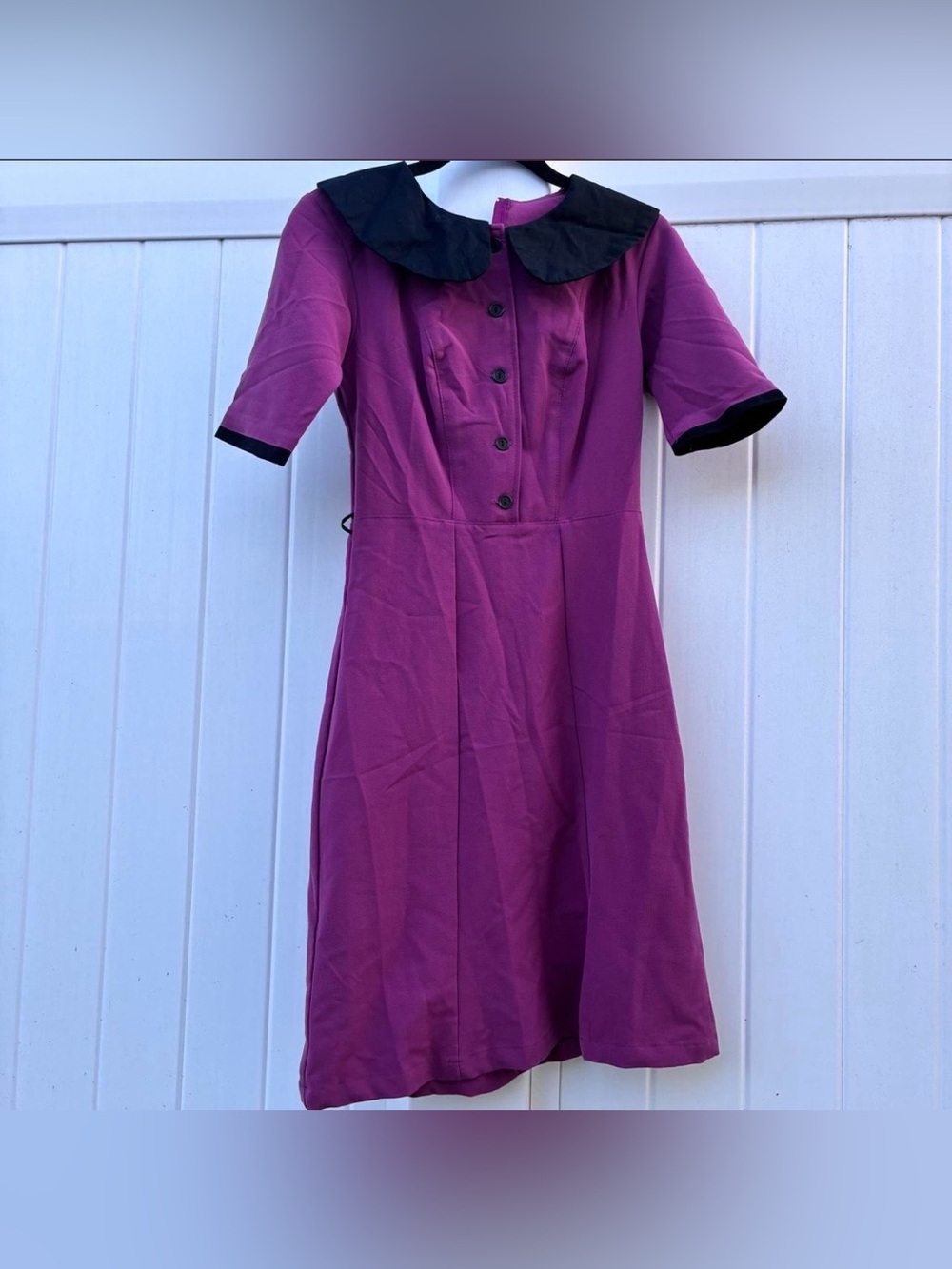 Rock Steady Women’s Dress Purple Black No Belt Retro Pinup Collar NWOT Sz S